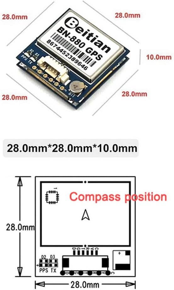 BN-880 GPS Module U8 with Flash HMC5883L Compass + GPS Active Antenna Support GPS Glonass Beidou Car Navigation for Arduino Raspberry Pi Aircraft Pixhawk APM Flight Controller - 图片 2