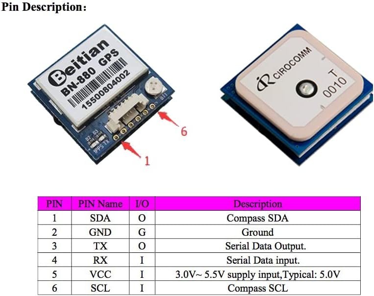 BN-880 GPS Module U8 with Flash HMC5883L Compass + GPS Active Antenna Support GPS Glonass Beidou Car Navigation for Arduino Raspberry Pi Aircraft Pixhawk APM Flight Controller - 图片 5