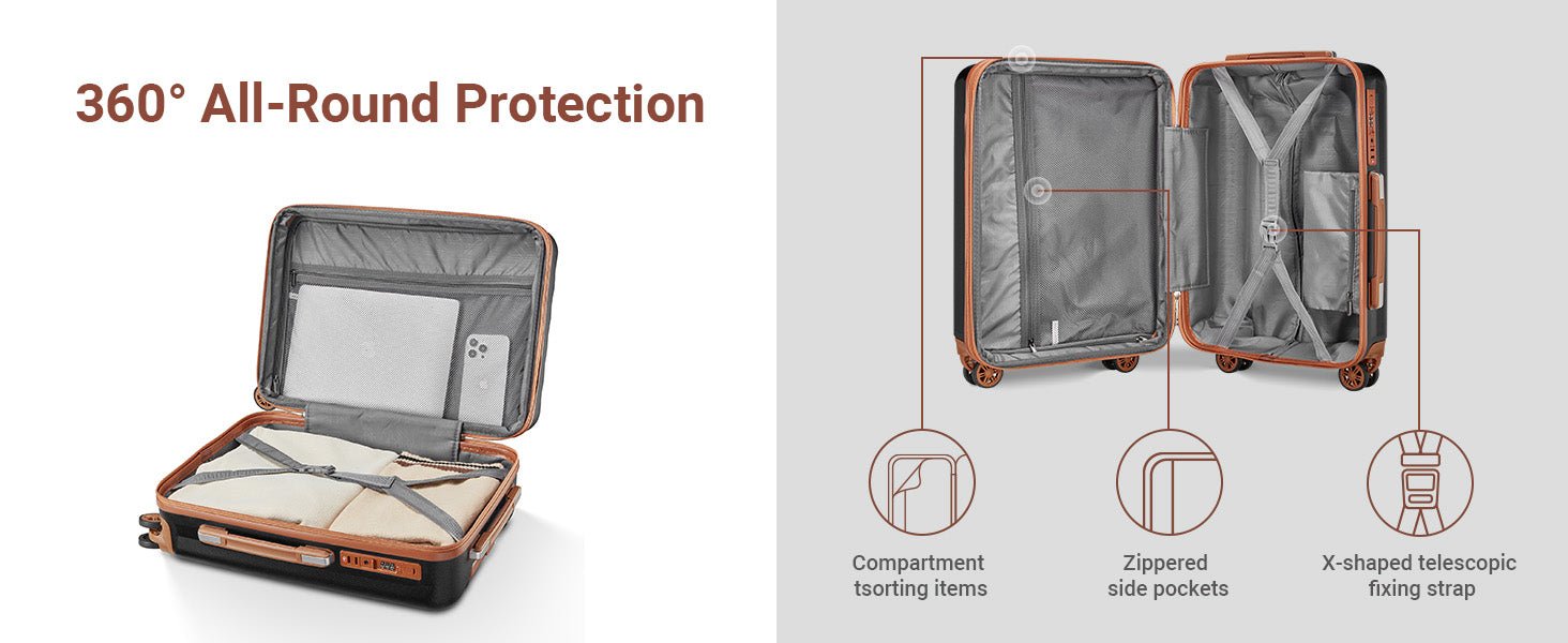 6 Pieces Set 18/20/24/28 INCH Carry On Luggage Set TR007 Plus with Cup Holder and USB Port - 图片 14