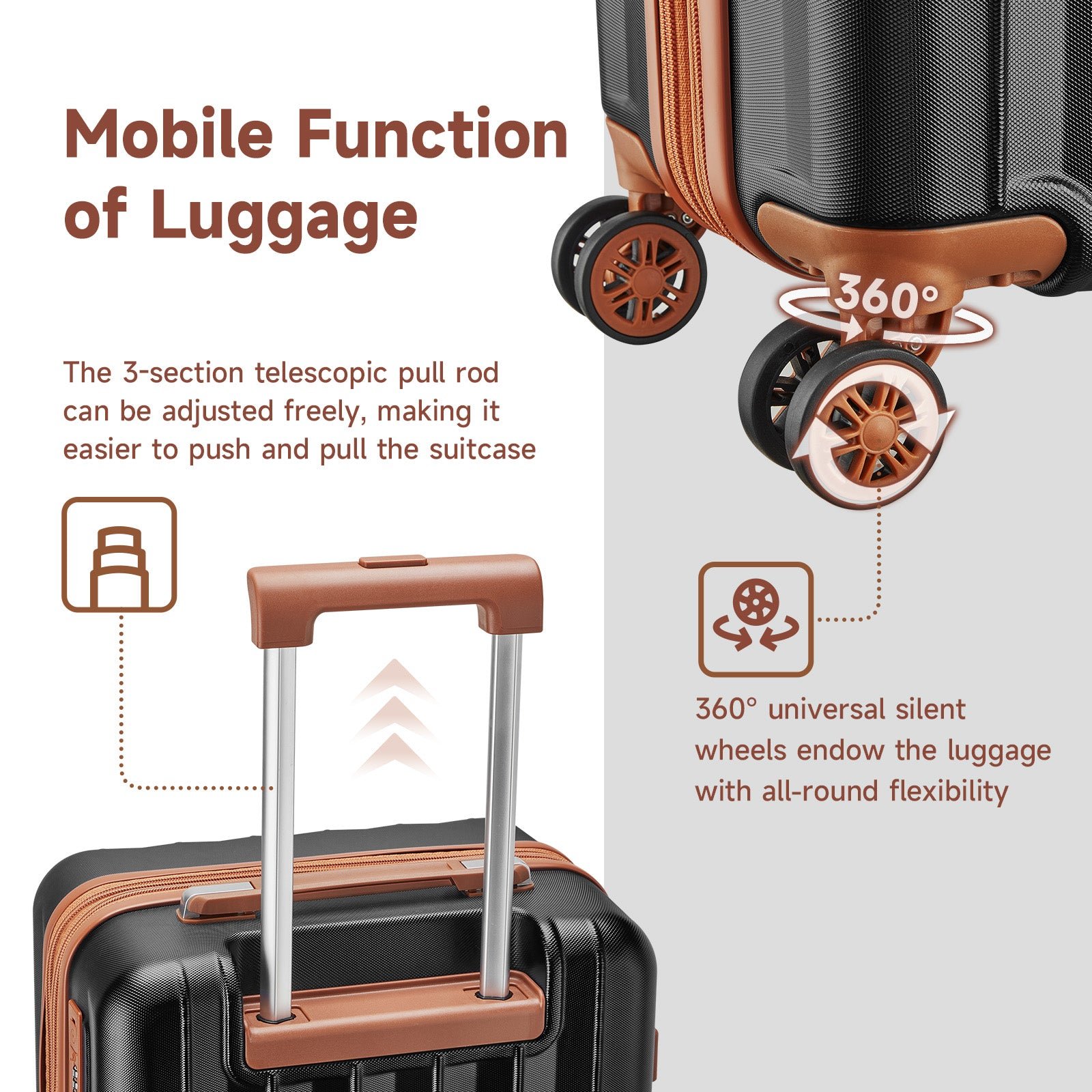 6 Pieces Set 18/20/24/28 INCH Carry On Luggage Set TR007 Plus with Cup Holder and USB Port - 图片 8